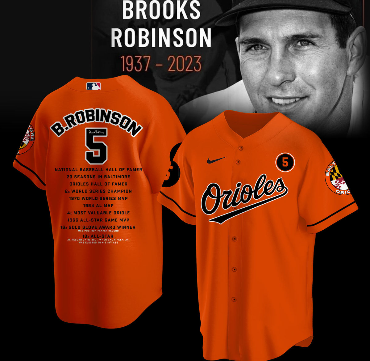 Rip Brooks Robinson Baseball Jersey - Torunstyle