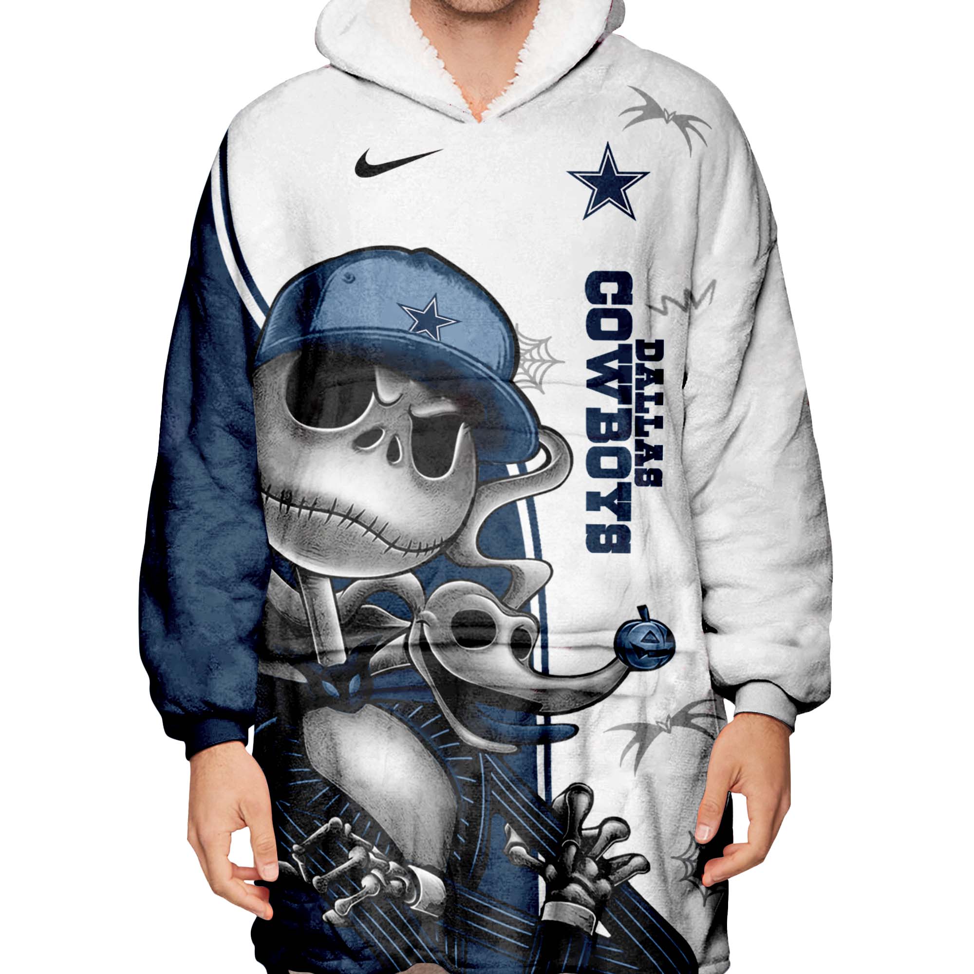 Dallas Cowboys Skull sweatshirt blanket for men - Dallas Cowboys Home