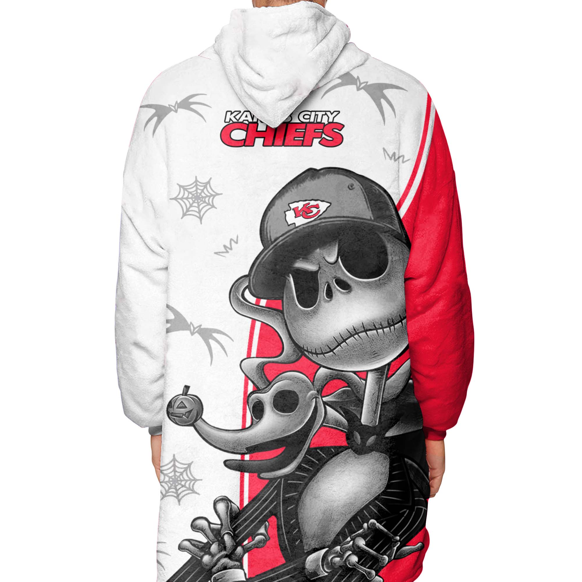 NFL Kansas City Chiefs Skellington Oodie Blanket Hoodie - Bee