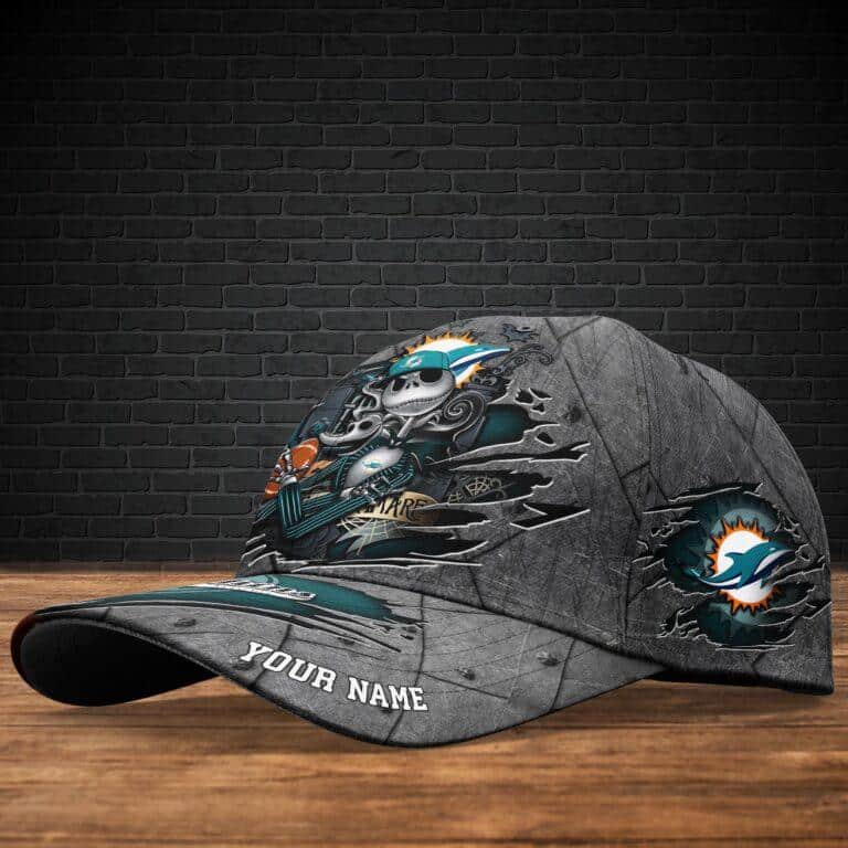 Personalized Miami Dolphins NFL Skull and Angel Classic Cap. Gift For Fans.