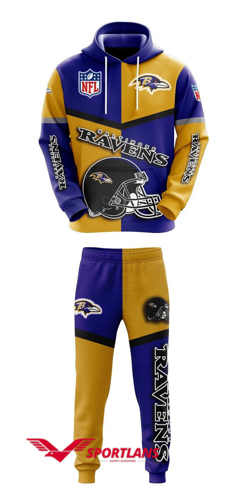 Baltimore Ravens Premium NFL Combo Hoodie For Fans Personalized - Bee Happy  Forever