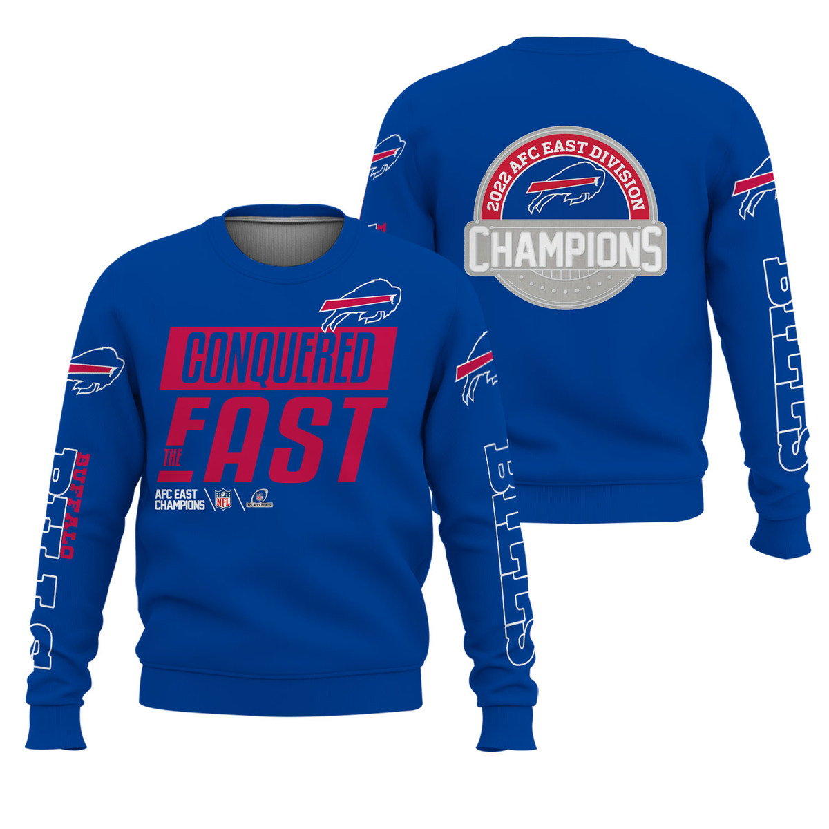 Buffalo Bills Conquered The East 2022 Afc East Champions Long Sleeves T  Shirt, hoodie, sweater, long sleeve and tank top