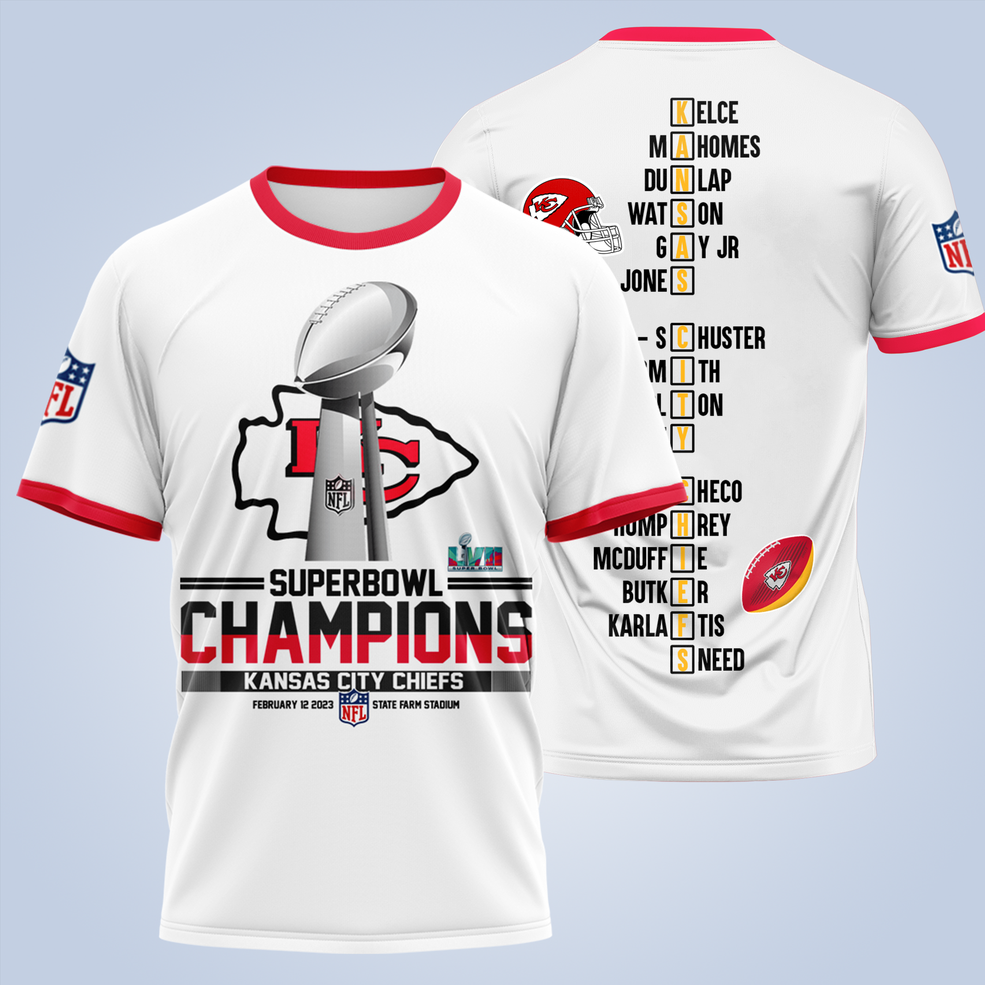 SALE!!! Kansas City Chiefs Super LVII Champions Football T shirt S_5XL