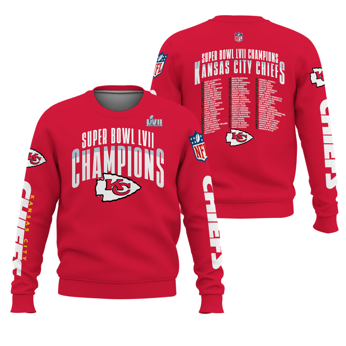 Shirts  Chiefs Super Bowl Lvii Long Sleeve Logo Jersey Tshirt