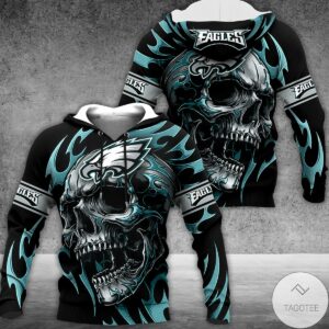 Philadelphia Eagles Tee Shirts 3D Hand Skull For Men And Women