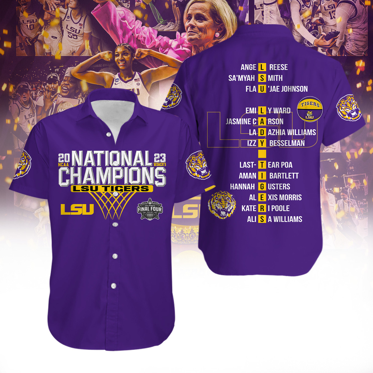 LSU Tigers College Basketball Champions Purple 2023 Jersey - All