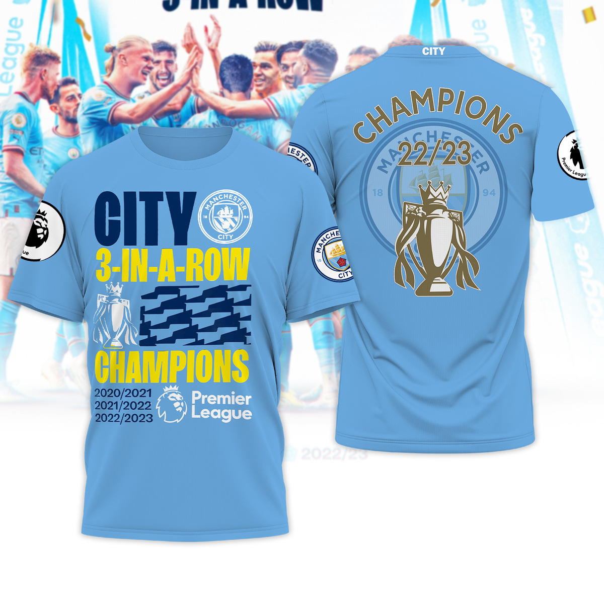 Manchester City 3-peat Premier League Champions T-shirt, Hoodie