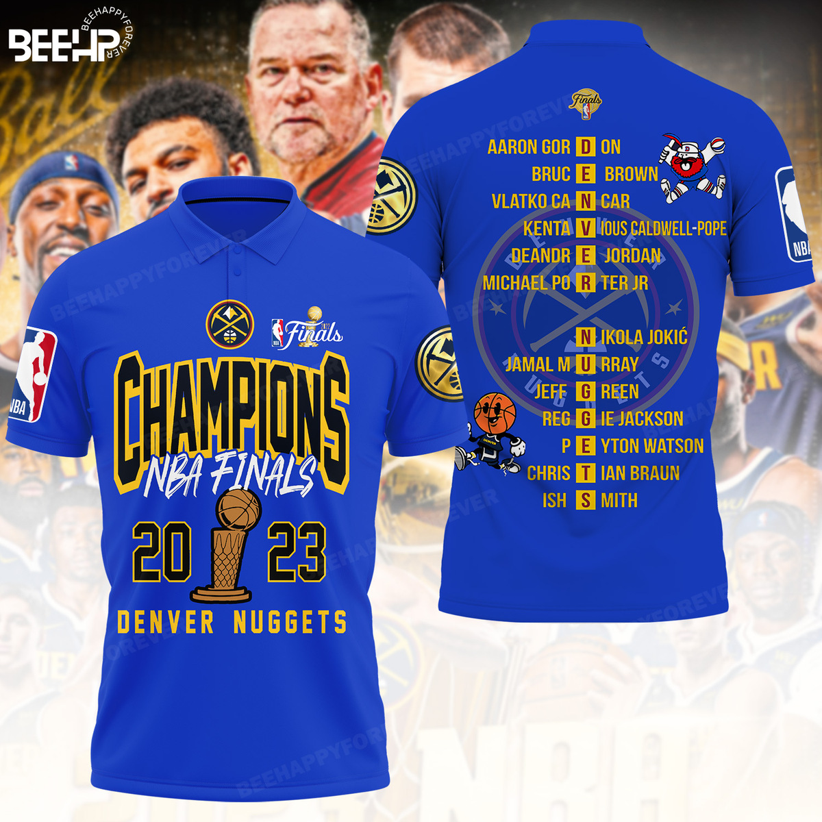 Logo 2023 NBA finals champions denver nuggets bring it in blue design baseball  jersey shirt, hoodie, longsleeve, sweater