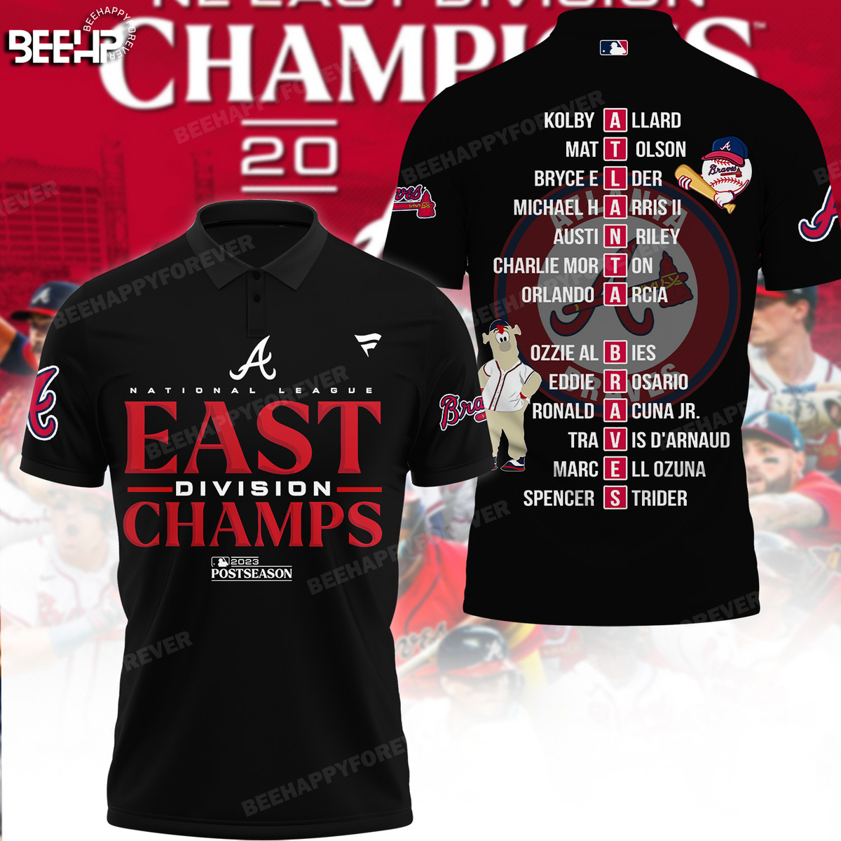 2023 NL East Division Champions Atlanta Braves MLB Navy Red Design