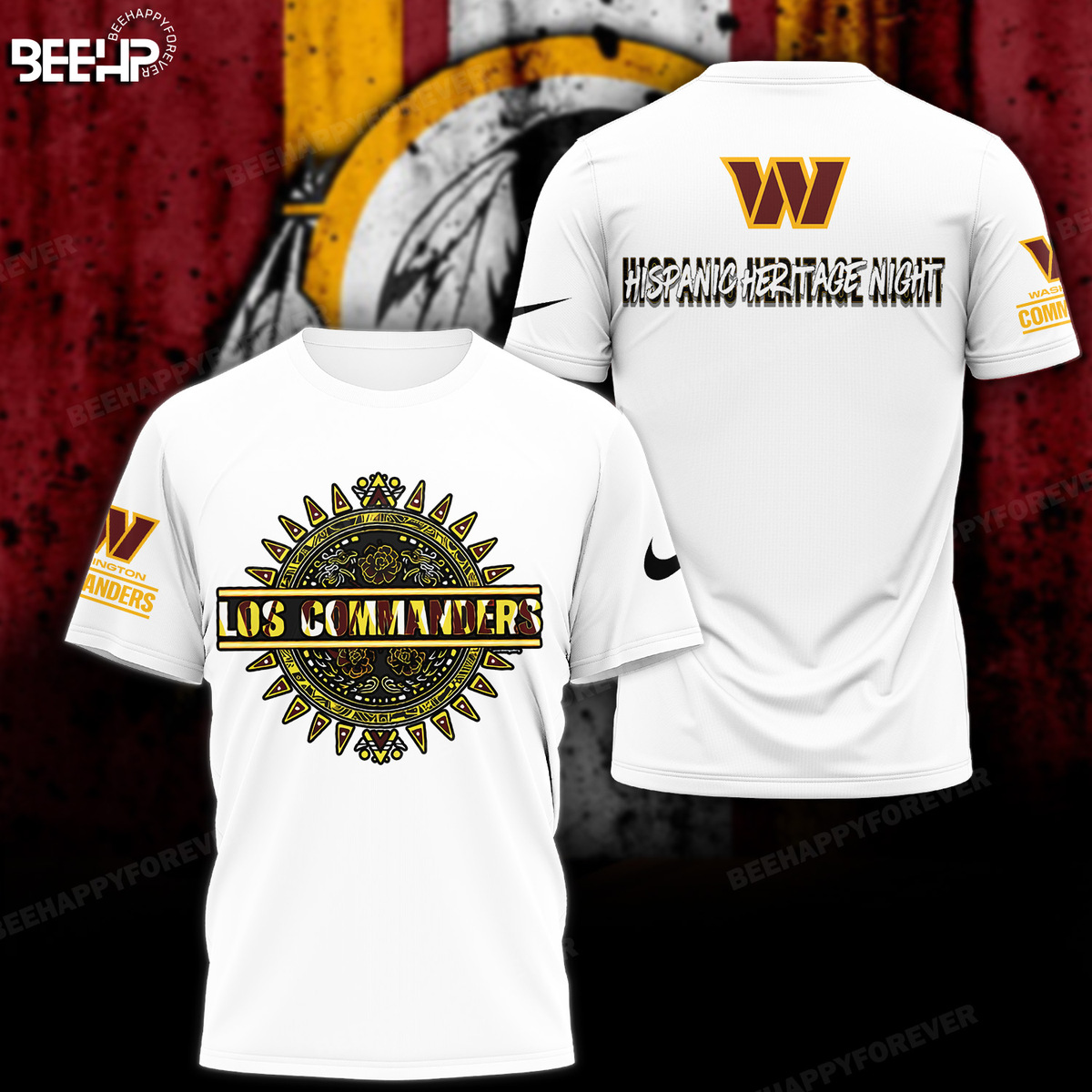 An exclusive Commanders Hispanic Heritage Shirt - Bee Happy Forever